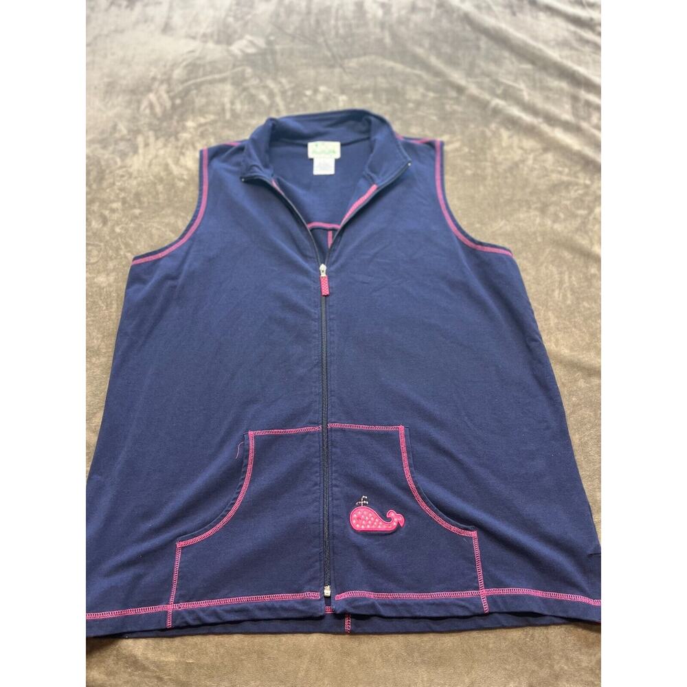 Quacker‎ Factory Sleeveless Vest Blue 1X Full Zipper fleece